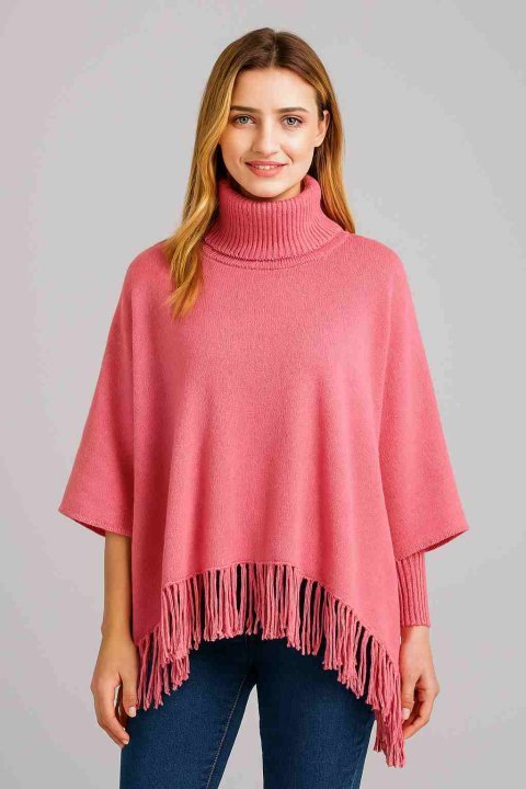 Buy Winter Fleece Poncho for Girls | High-Neck Tassel Poncho Cape for Cozy Cold Weather Style