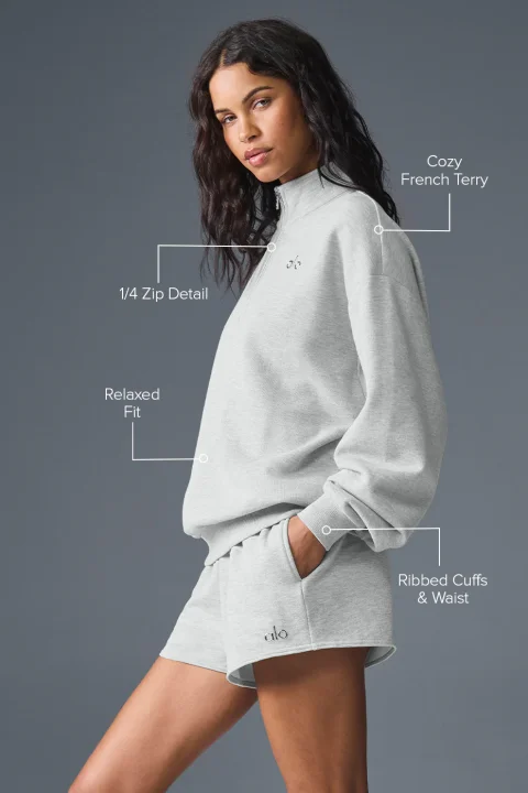 Buy Alo Yoga Accolade 1/4 Zip Pullover | Premium Fleece Athleisure Sweatshirt for Women