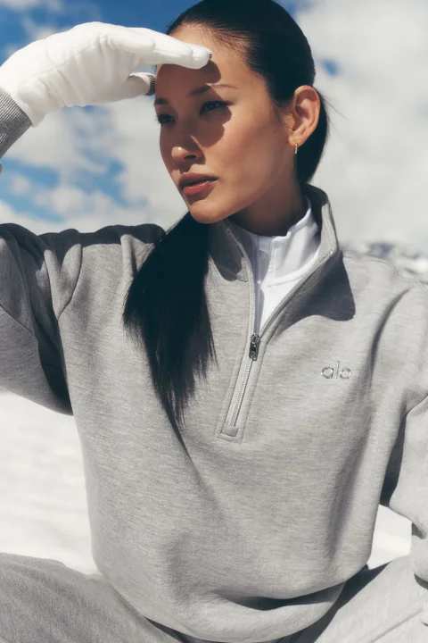 Buy Alo Yoga Accolade 1/4 Zip Pullover | Premium Fleece Athleisure Sweatshirt for Women