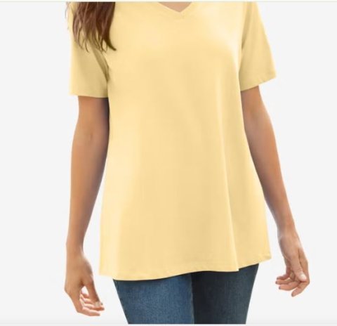 Buy Woman Within Plus Size V-Neck Tee | Everyday Cotton Tee