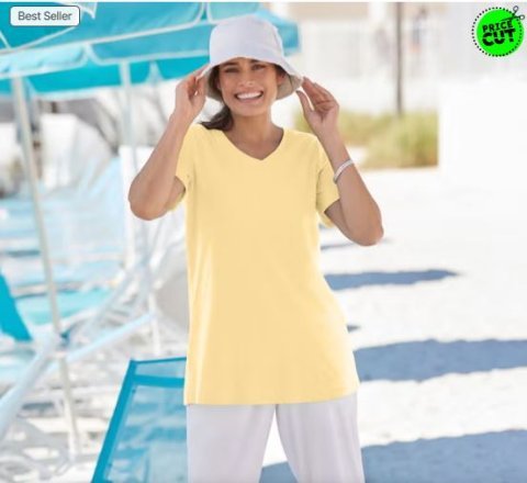 Buy Woman Within Plus Size V-Neck Tee | Everyday Cotton Tee