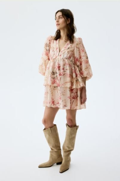 Buy H&M MAMA Linen Blend Maternity Dress Beige Floral | Lightweight Pregnancy Dress for Everyday Comfort