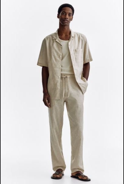Buy H&M Regular-Fit Linen-Blend Pants | Men's Essential Breathable Casual Trousers for Everyday Comfort