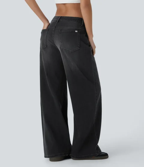 Buy Halara Flex Asymmetric Low Rise Baggy Wide Leg Jeans Online