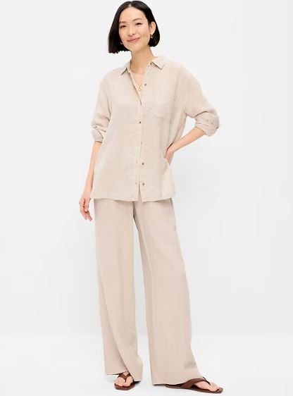 Buy Old Navy Women's Linen Pants | Breathable Summer Linen Trousers for Casual Comfort and Vacation Style