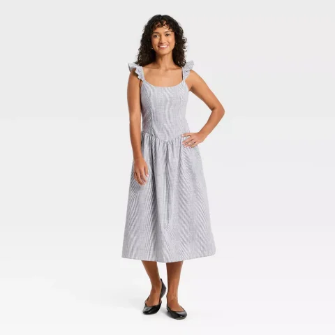Buy Universal Thread Western Smocked Midi Dress | Women's A-Line Midi Dress for Casual and Country-Inspired Style