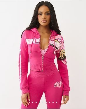 Buy True X Von Dutch Crystal Shrunken Zip Hoodie Online | Premium Y2K Lounge Zip-Up Hoodie