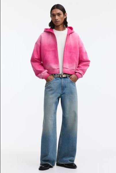 Buy Men's H&M Dark Pink Oversized Hooded Jacket Online | Casual Comfort Zip-Up Hoodie