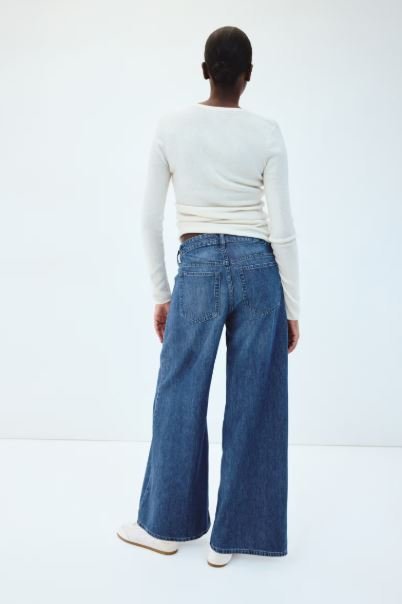Buy H&M MAMA Wide Leg Maternity Jeans Denim Blue | Comfortable Low Waist Pregnancy Denim Pants