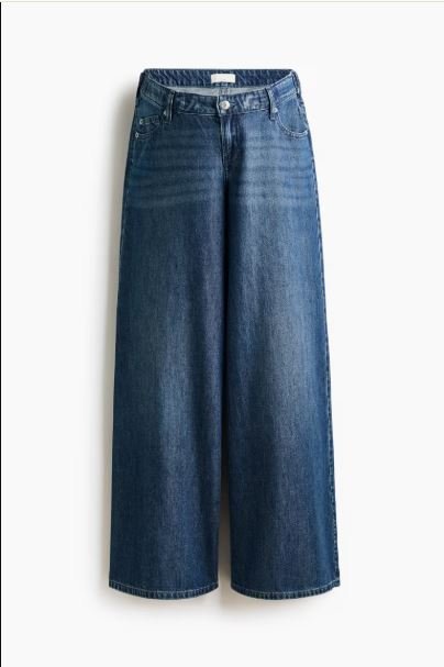 Buy H&M MAMA Wide Leg Maternity Jeans Denim Blue | Comfortable Low Waist Pregnancy Denim Pants
