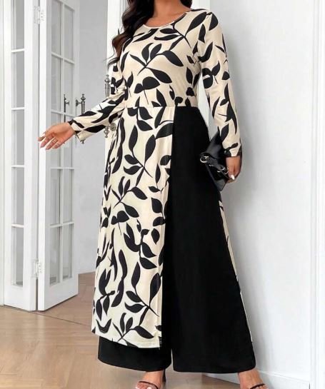 Buy SHEIN Plus Size Elegant 2-in-1 Jumpsuit | Minimalist Wide Leg One Piece Outfit for Women