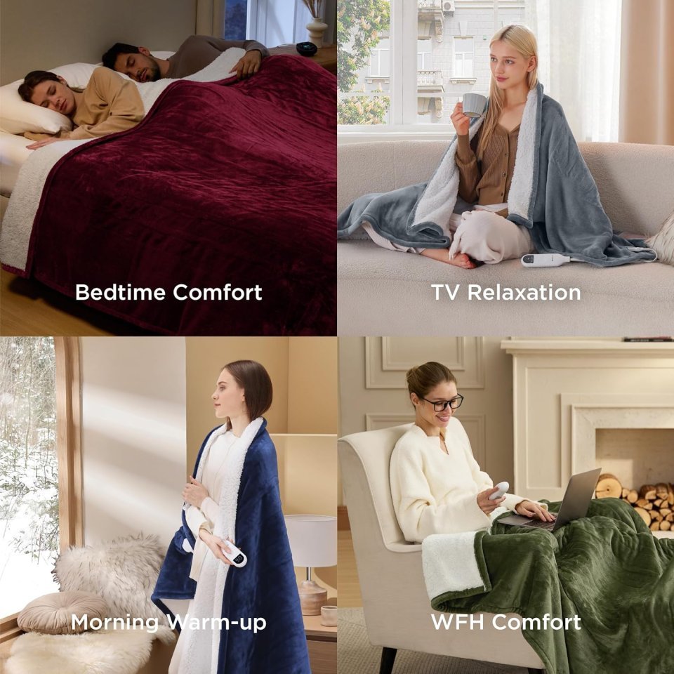 Buy Bedsure Heated Throw Blanket (50" x 60") | Fast Heating Electric Fleece Blanket for Cozy Warmth