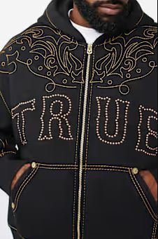 Buy True Religion Rodeo Big T Boxy Zip Hoodie Online | Men's Outdoor Fitness Layer