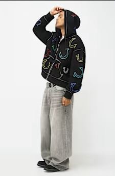 Buy True Religion Horseshoe Big T Boxy Zip Hoodie Online | Men's Winter Gym Jacket