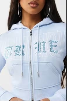 Buy Crystal Embroidered Shrunken Zip Hoodie Online | Premium Anxiety Relief Comfort Wear