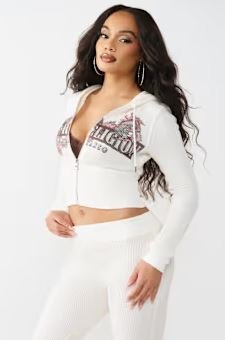 Buy Waffle Knit Contour Zip Up Hoodie Online | Premium Oversized Cozy Outfit