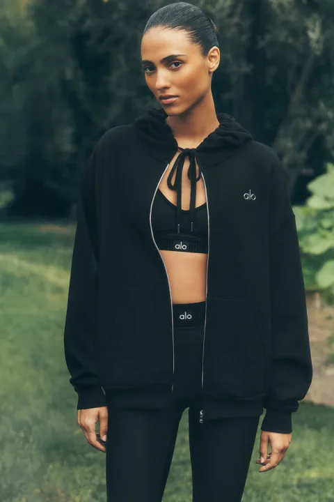 Buy Alo Yoga Accolade Full Zip Hoodie Online | Premium Heavyweight Zip-Up Hoodie