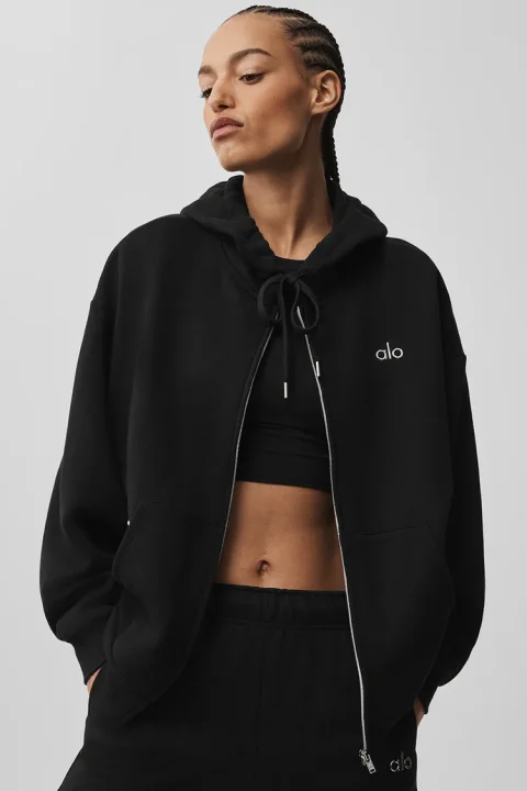 Buy Alo Yoga Accolade Full Zip Hoodie Online | Premium Heavyweight Zip-Up Hoodie