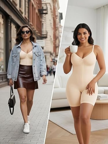 Buy SHAPERX Seamless Zip-Up Body Shaper Tummy Control Bodysuit Online