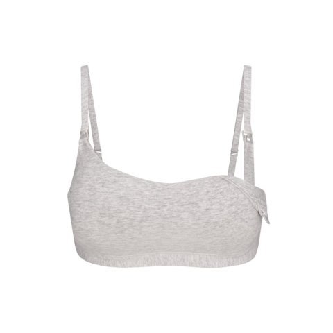Buy Cotton Jersey Maternity Nursing Scoop Bralette Light Heather Grey Online | Soft Wireless Nursing Bra for Pregnancy & Breastfeeding