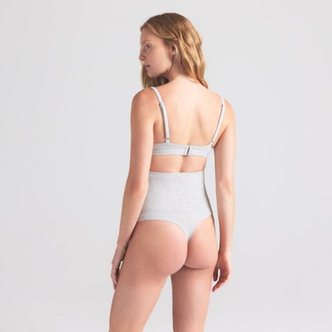 Buy Cotton Jersey Maternity High-Waisted Thong Light Heather Grey Online | Soft Pregnancy & Postpartum Comfort Thong