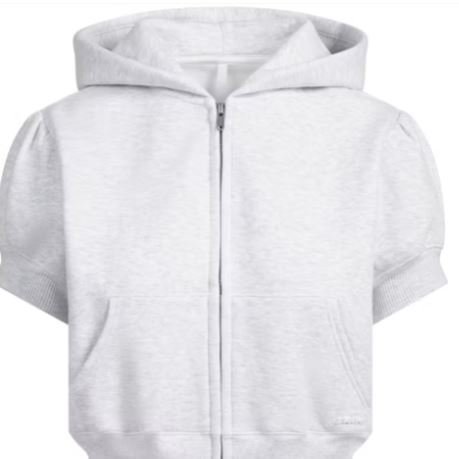 Buy Bubble Sleeve Cropped Zip Up Hoodie Online | Women's Oversized Cropped Hoodie with Puff Sleeves & Full Zip