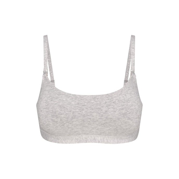 Buy Cotton Jersey Maternity Nursing Scoop Bralette Light Heather Grey Online | Soft Wireless Nursing Bra for Pregnancy & Breastfeeding