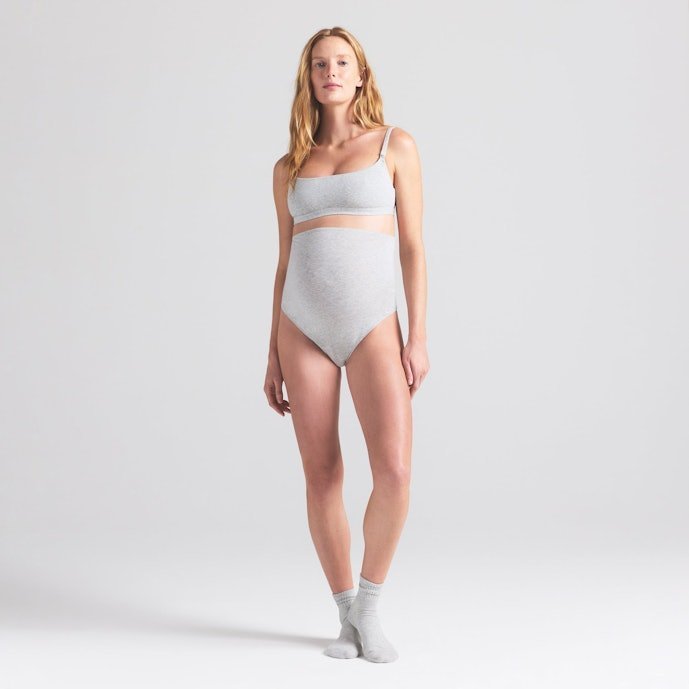 Buy Cotton Jersey Maternity Nursing Scoop Bralette Light Heather Grey Online | Soft Wireless Nursing Bra for Pregnancy & Breastfeeding