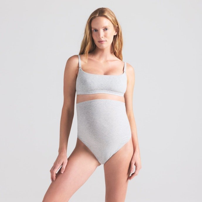 Buy Cotton Jersey Maternity Nursing Scoop Bralette Light Heather Grey Online | Soft Wireless Nursing Bra for Pregnancy & Breastfeeding