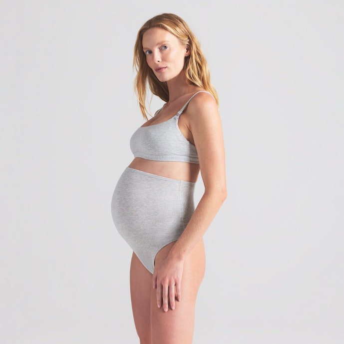 Buy Cotton Jersey Maternity Nursing Scoop Bralette Light Heather Grey Online | Soft Wireless Nursing Bra for Pregnancy & Breastfeeding