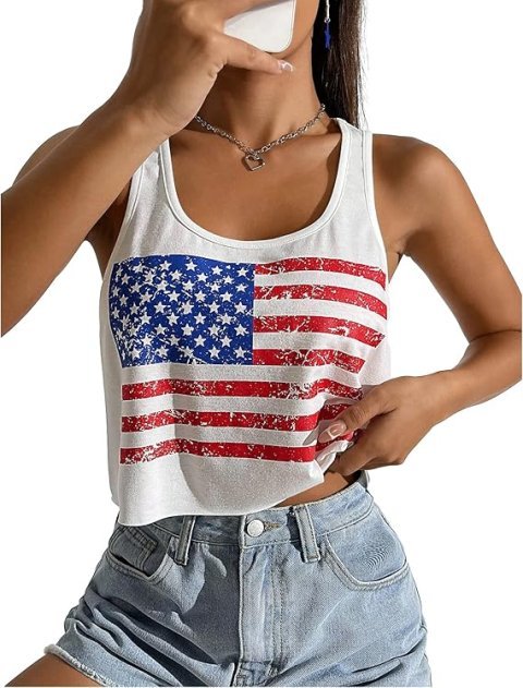 Buy Women's Sexy American Flag Crop Tank Online | Patriotic 4th of July Sleeveless Crop Top