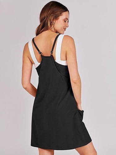 Buy ANRABESS Women's Athletic Dress Online | Sleeveless Tennis Workout Mini Romper Dress with Built-In Shorts