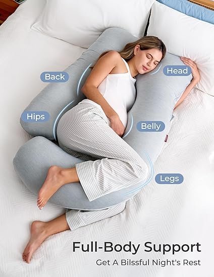 Buy Momcozy U-Shaped Pregnancy Pillow with Cooling Cover Online | Full Body Maternity Pillow for Side Sleepers