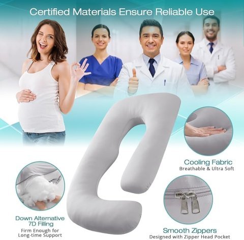 Buy Sasttie Cooling U-Shaped Pregnancy Pillow Online | Full Body Maternity Pillow for Sleeping