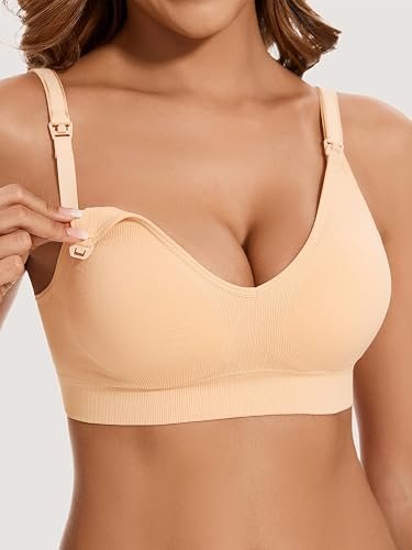 HBselect Nursing Bras for Breastfeeding Women Maternity Bras Seamless Wireless Pregnancy Sleep Bra with Bra Extenders