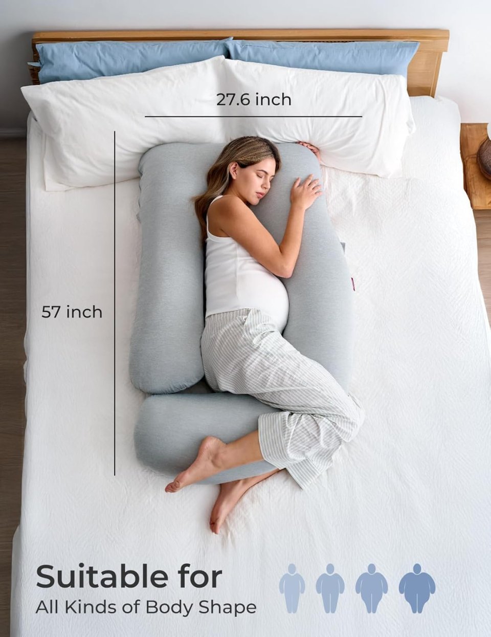 Buy Momcozy U-Shaped Pregnancy Pillow with Cooling Cover Online | Full Body Maternity Pillow for Side Sleepers