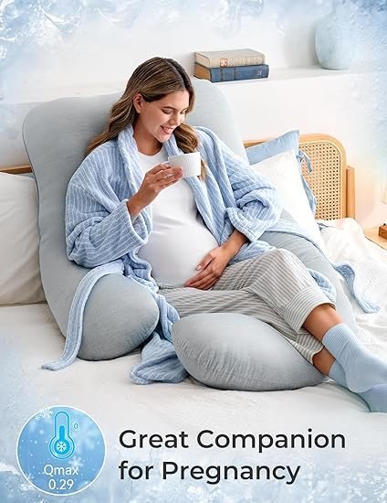 Buy Momcozy U-Shaped Pregnancy Pillow with Cooling Cover Online | Full Body Maternity Pillow for Side Sleepers