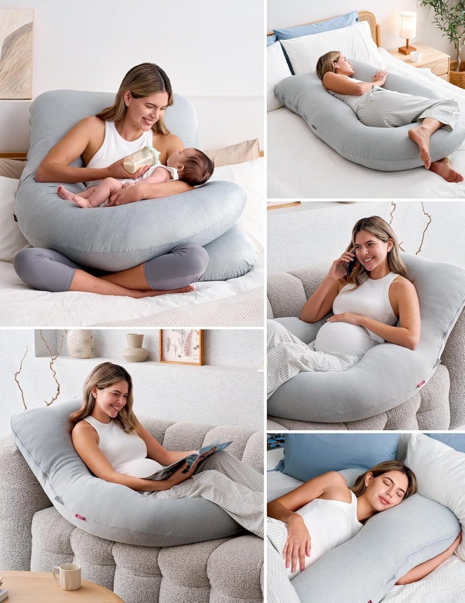 Buy Momcozy U-Shaped Pregnancy Pillow with Cooling Cover Online | Full Body Maternity Pillow for Side Sleepers