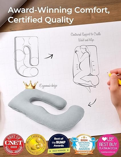 Buy Momcozy U-Shaped Pregnancy Pillow with Cooling Cover Online | Full Body Maternity Pillow for Side Sleepers