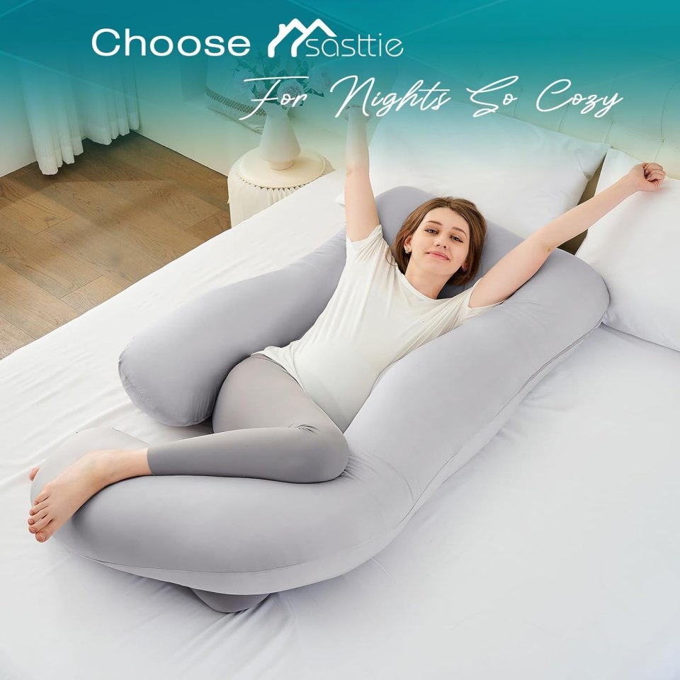 Buy Sasttie Cooling U-Shaped Pregnancy Pillow Online | Full Body Maternity Pillow for Sleeping