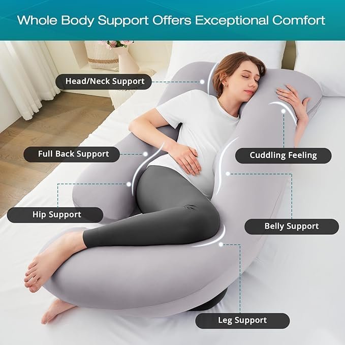 Buy Sasttie Cooling U-Shaped Pregnancy Pillow Online | Full Body Maternity Pillow for Sleeping